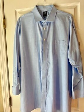 Jos. A. Bank Light Blue Windowpane Dress Shirt 18.5 34